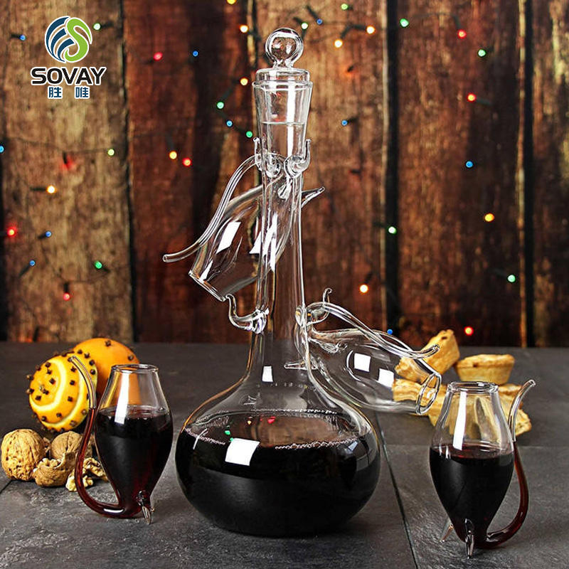 SA18N Crystal Port and Dessert Wine Dinner Drink Glass Bottles with 4 - 3 oz Glass Cups Wholesale Custom Packaging Containers Custom
