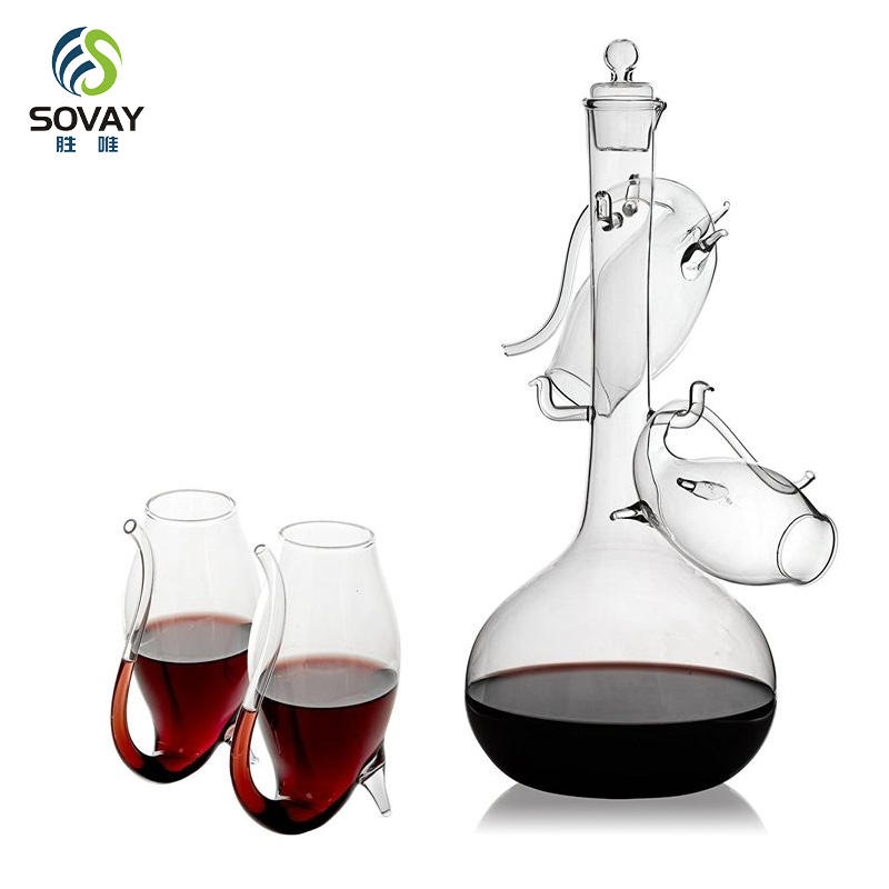 SA18N Crystal Port and Dessert Wine Dinner Drink Glass Bottles with 4 - 3 oz Glass Cups Wholesale Custom Packaging Containers Custom