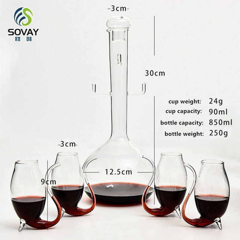 SA18N Crystal Port and Dessert Wine Dinner Drink Glass Bottles with 4 - 3 oz Glass Cups Wholesale Custom Packaging Containers Custom
