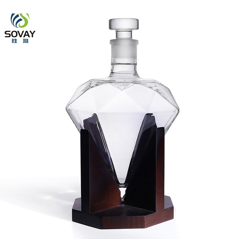 SW01 Customized 750ml 850ml 1000ml Diamond Shape Bottle for Liquor Spirit Glass Bottle