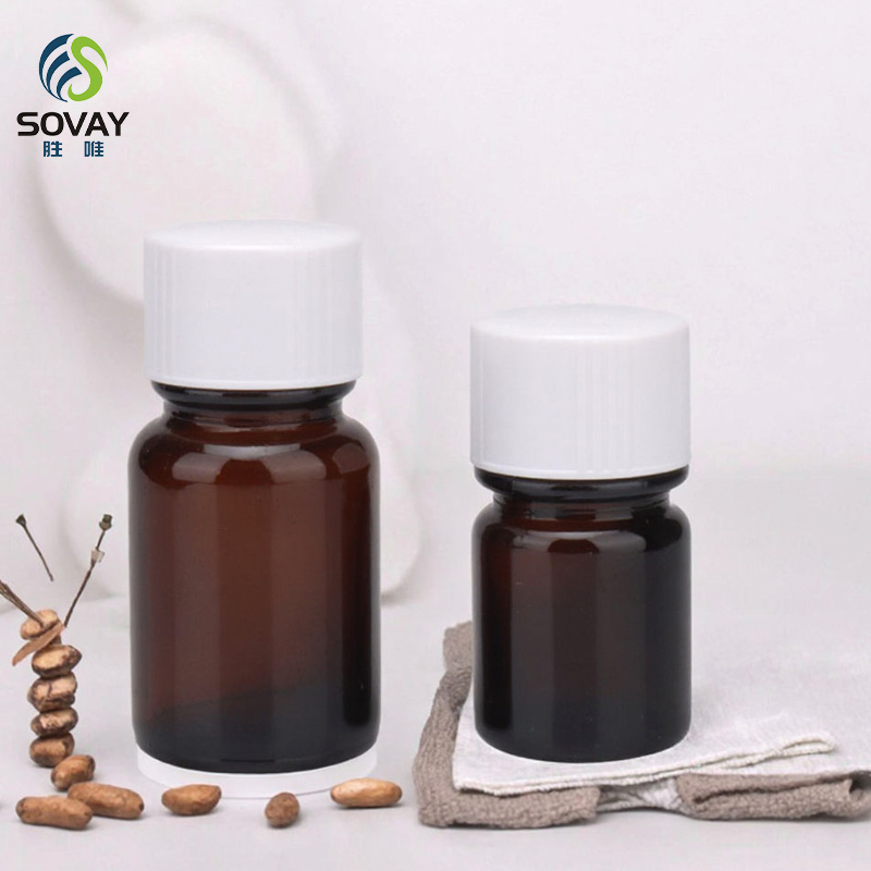 SM19 15ml 30ml 60ml 120ml Amber Glass Wide Mouth Bottle Bell Mouth Glass Bottle for Fragrance with Plastic Cap Leakproof