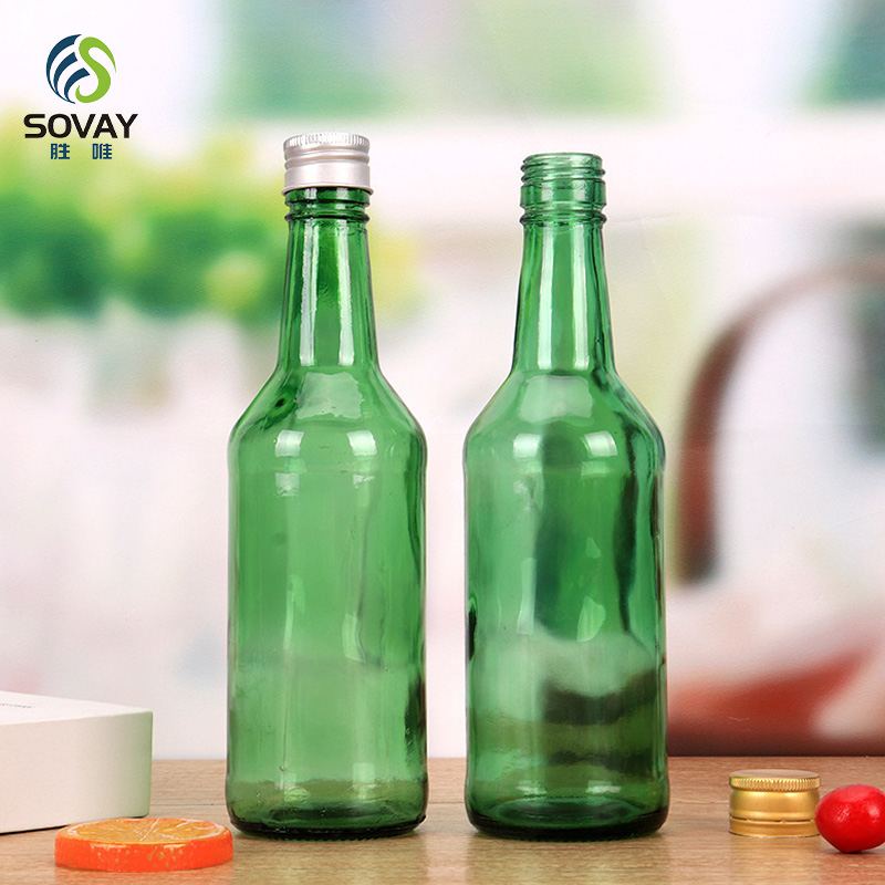 SB14 in Stock 360 Ml Liquor Fruit Flavor Soju Bottle Green Soju Glass Bottle 360ml