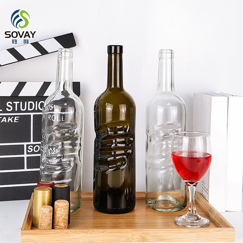 SW59 Angel's Hand Glass Wine Bottle Alcohol Bottle 750ml Liquor Drinking Spirit Glass Bottles