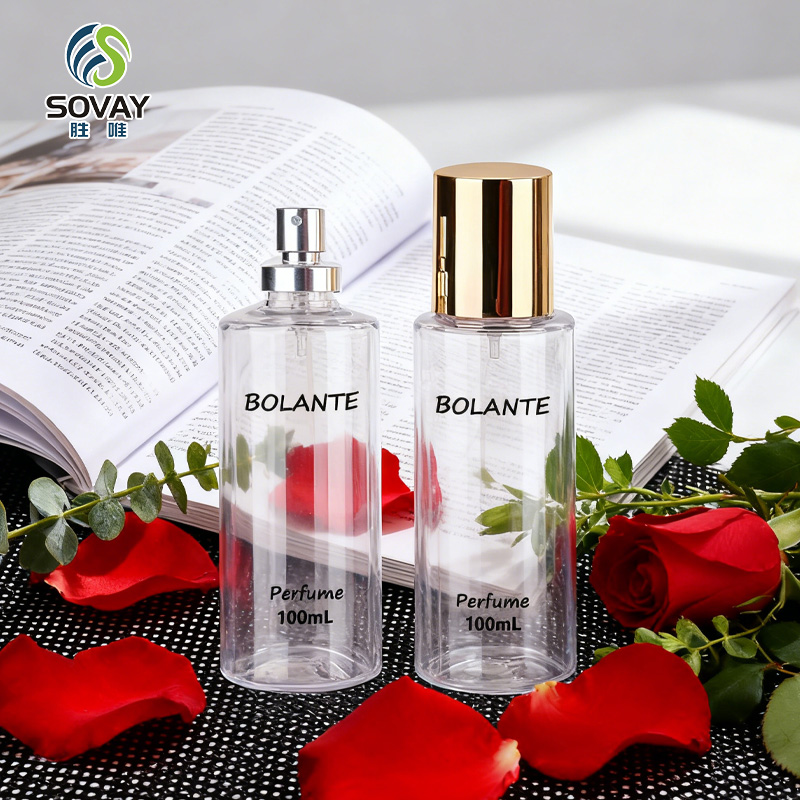 SP15N Blt Hot Sale Transparent 100ml 250ml Plastic Sprayer Perfume Bottle with Electroplated Cap