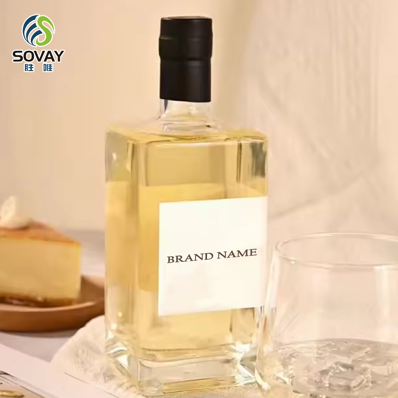 SW05 Custom 375ml 500ml 750ml Square Shaped Clear Glass Liquor Bottle Tequila Vodka Spirit Glass Wine Bottle with Cork