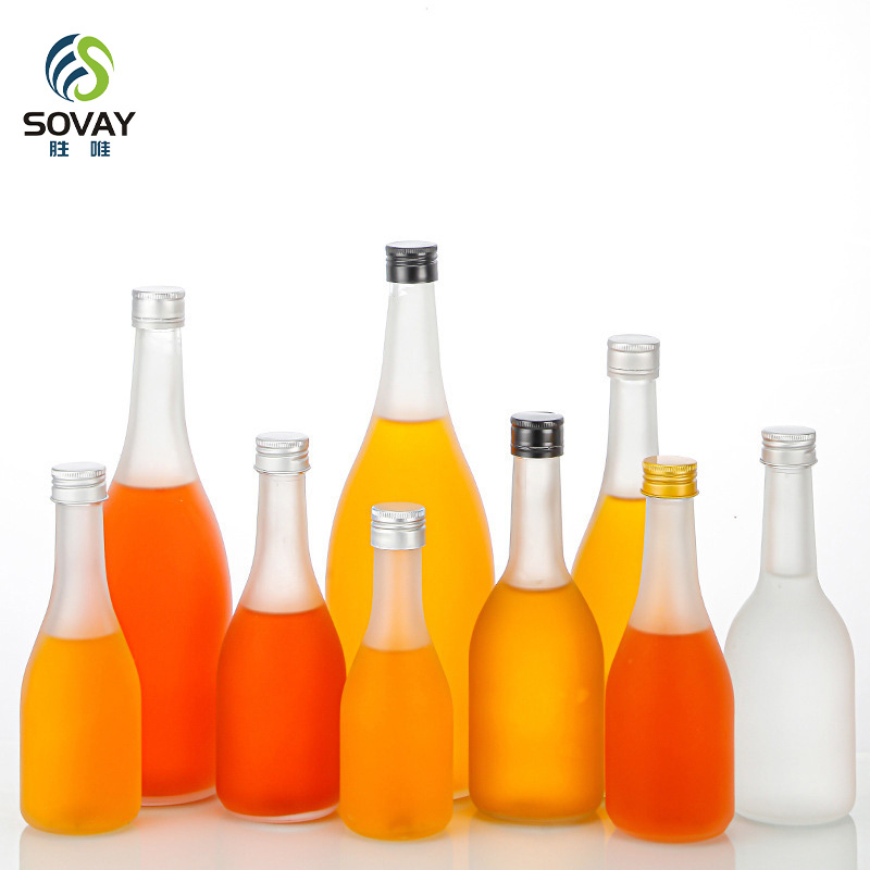SW83 125ml 200ml 250ml 300ml 330ml 350ml 380ml 500ml 700ml 1000ml Round Clear Frosted Glass Beverage Win Bottles with Screw Lid