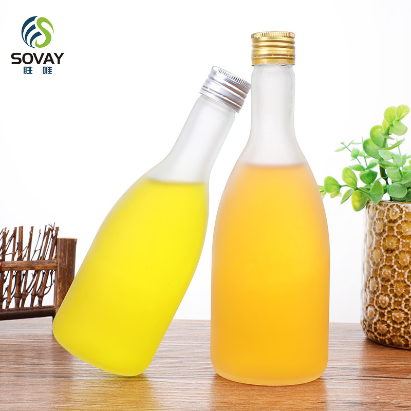SW83 125ml 200ml 250ml 300ml 330ml 350ml 380ml 500ml 700ml 1000ml Round Clear Frosted Glass Beverage Win Bottles with Screw Lid