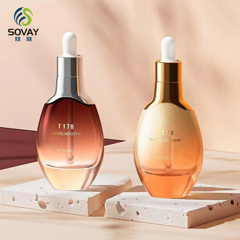 SE54N Cosmetic Face Oil Packaging Glass Bottle 15ml 30ml 50ml Clear Round Essential Oil Glass Dropper Bottle