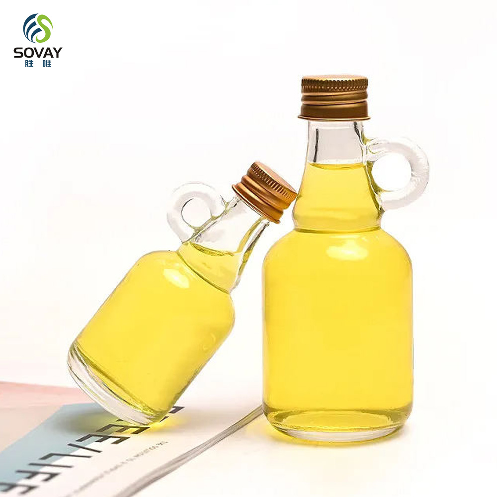 SW140 Mini Glass Bottles Bulk Empty Container Jar 50ml 100ml Whisky Rum Vodka Wine Glass Bottles with Loop Handle Aluminum Lids