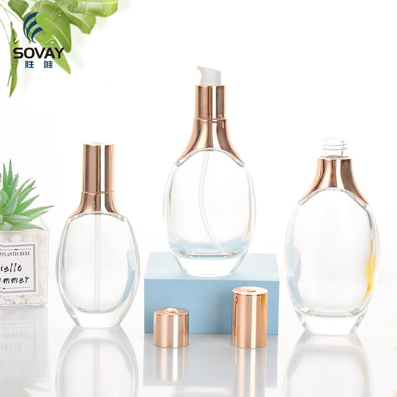 SE54N Cosmetic Face Oil Packaging Glass Bottle 15ml 30ml 50ml Clear Round Essential Oil Glass Dropper Bottle