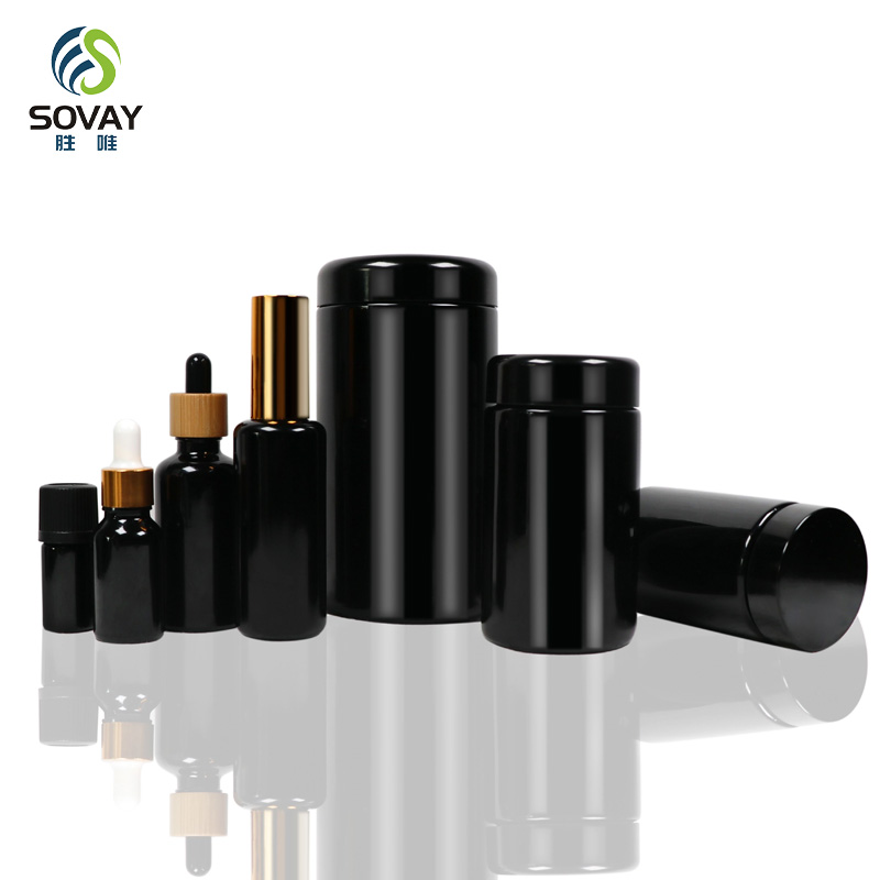 SC07 Smell Proof Air Tight Violet Storage Black Glass Jar 50ml 100ml 150ml 200ml 250ml 300ml 400ml 500ml 1000ml UV Jar