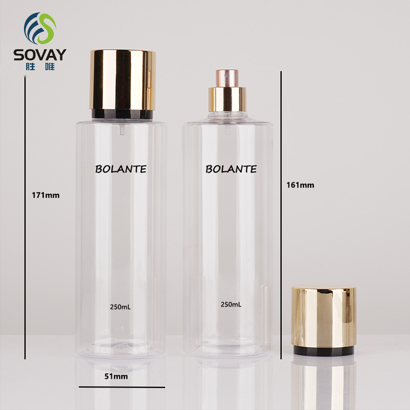 SP15N Blt Hot Sale Transparent 100ml 250ml Plastic Sprayer Perfume Bottle with Electroplated Cap