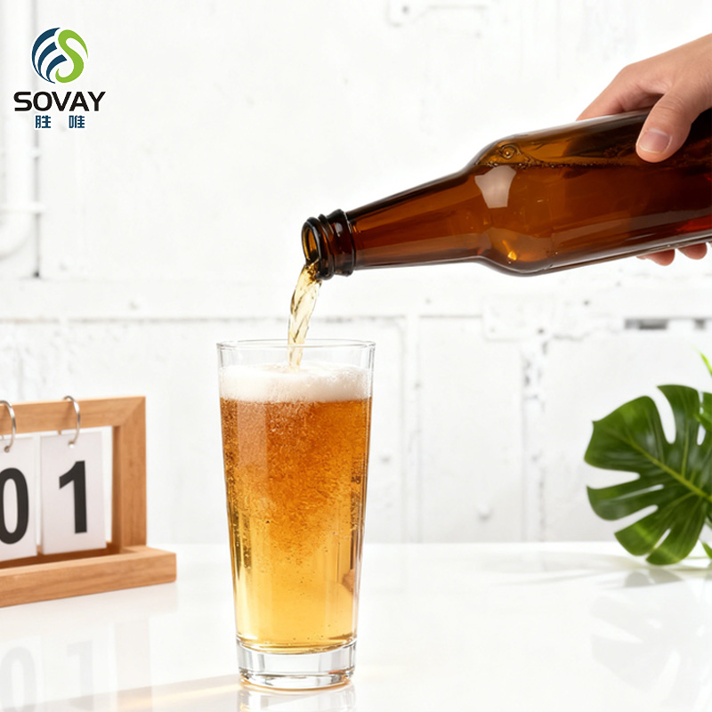 SB23 in Stock 250ml 275ml 330ml 500ml Clear Logo Printing Botella De Vidrio Beer Bottle