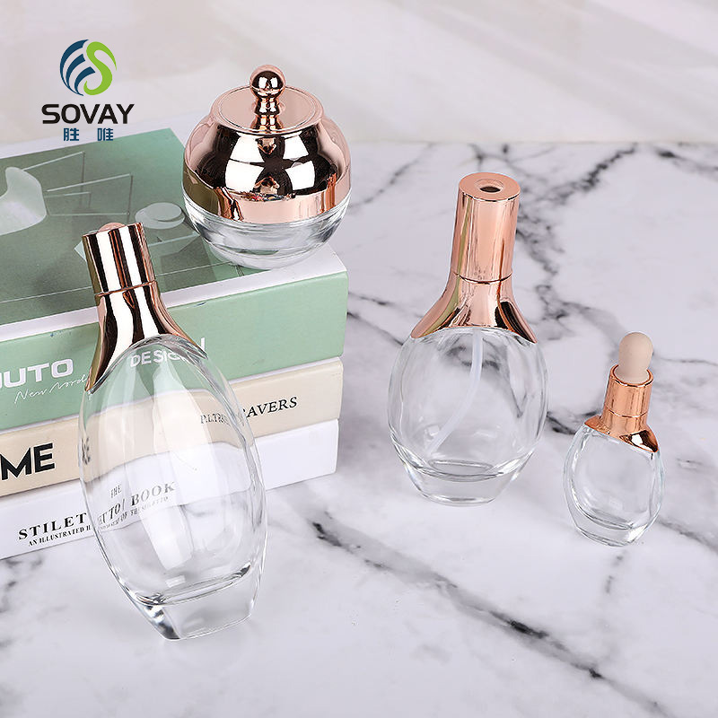 SE54N Cosmetic Face Oil Packaging Glass Bottle 15ml 30ml 50ml Clear Round Essential Oil Glass Dropper Bottle