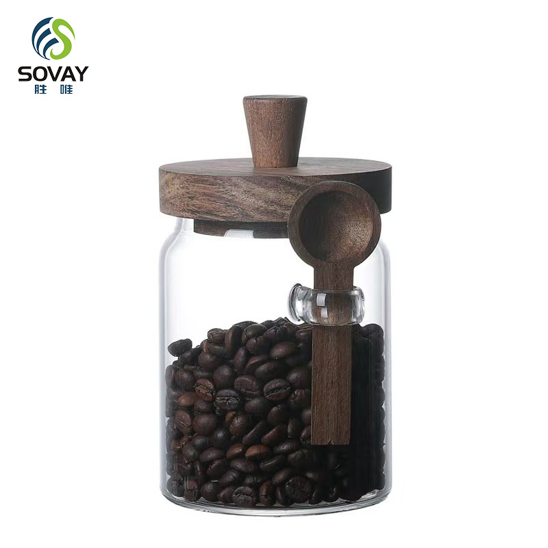 SG37N 400ml 600ml 900ml Modern Glass Sealed Storage Jar for Coffee Tea Kitchen Multigrain Snacks Condiments Cover Parties Customizable
