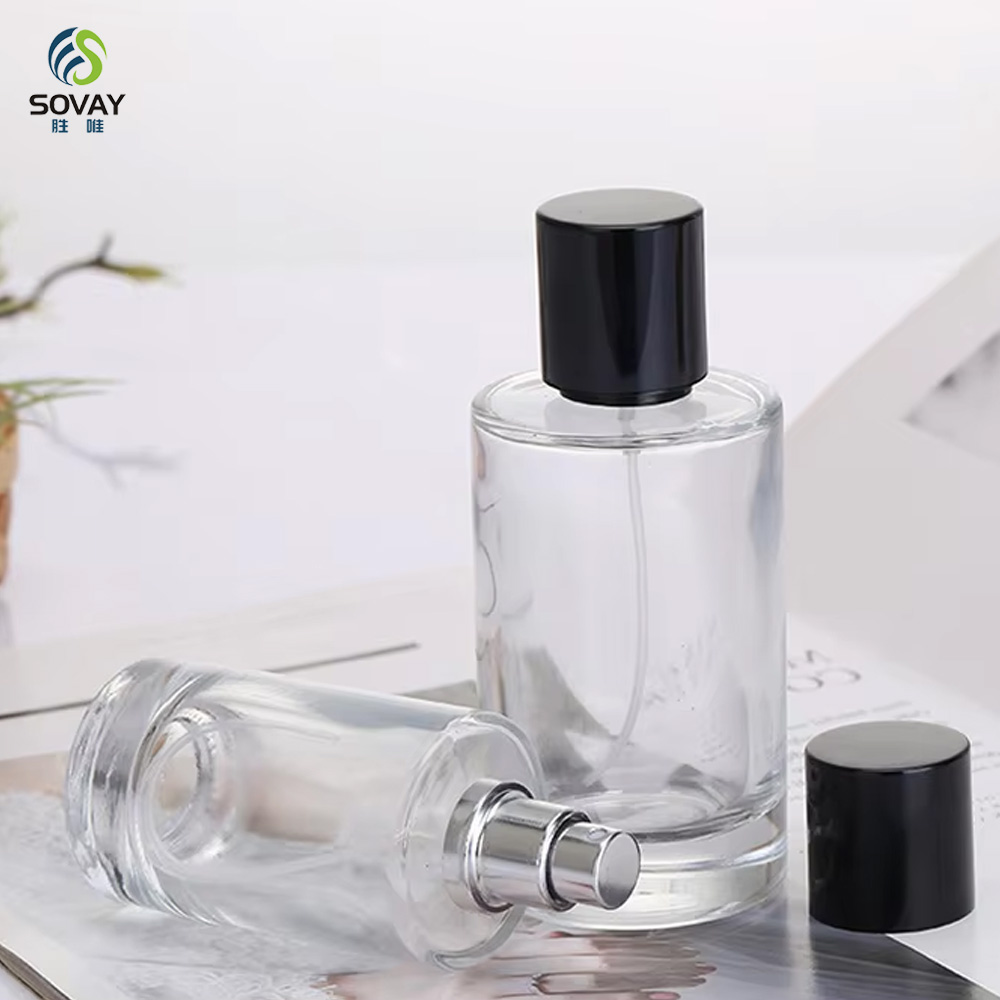 SP23 Luxury Custom 25ml 50ml 100ml Clear Frosted Cylinder Empty Spray Glass Perfume Bottle with Packaging Box