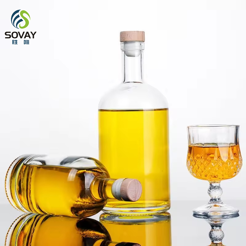 SW28 100ml 200ml 375ml 500ml 750ml 1000ml Clear / Frosted Vodka Alcohol Spirits Liquor Whiskey Alcoholic Glass Bottle with Stopper