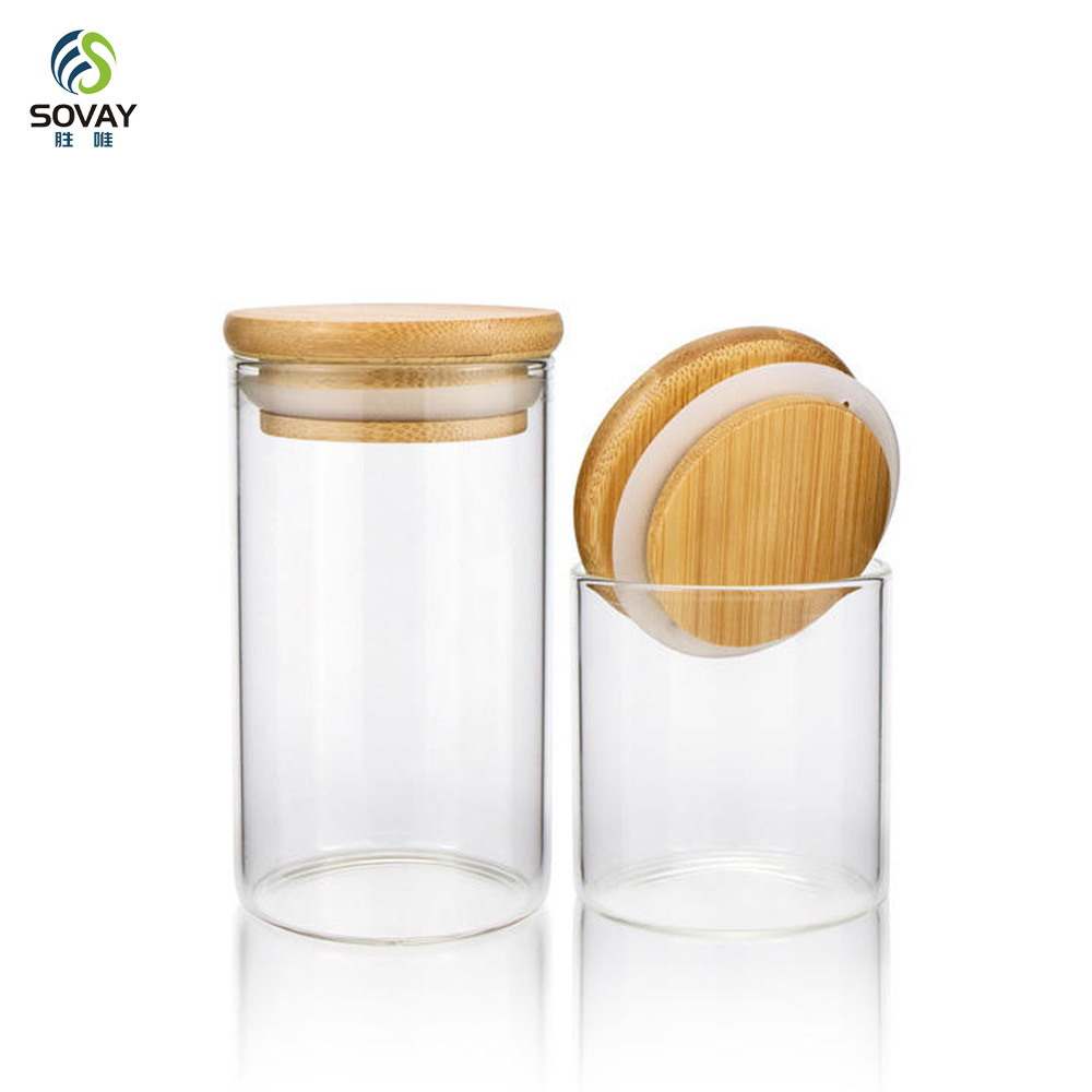 SG05 Borosilicate Glass Jars 2oz 3oz 4oz 5oz 6oz 10oz with Natural Bamboo Lid