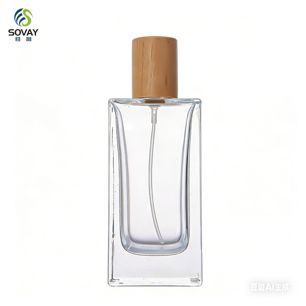 SP41 High Quality Wood Cover Emtpy Glass Perfume Bottle Wholesale 30ml 50ml 100ml Clear Glass Perfume Spray Bottle Wood Lid