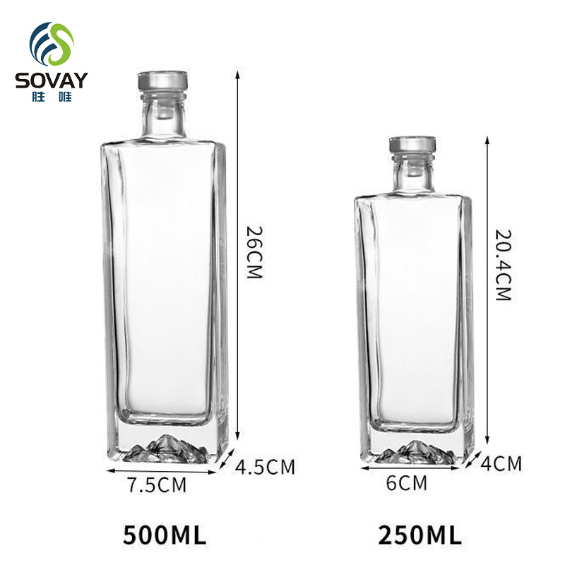 SW134 High-Quality Beautifully Designed Sealed Clear Brandy Tequila Glass Bottle for Spirits