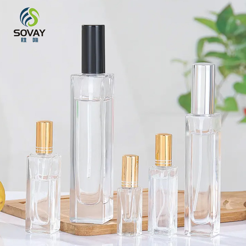 SP28 Clear Glass Cylinder Square Shaped Easy Carry Thick Bottom Travel Parfum Bottle Essential Oil Body Deodorant Bottle 3ml 5ml 6ml 8ml 15ml 20ml 30ml