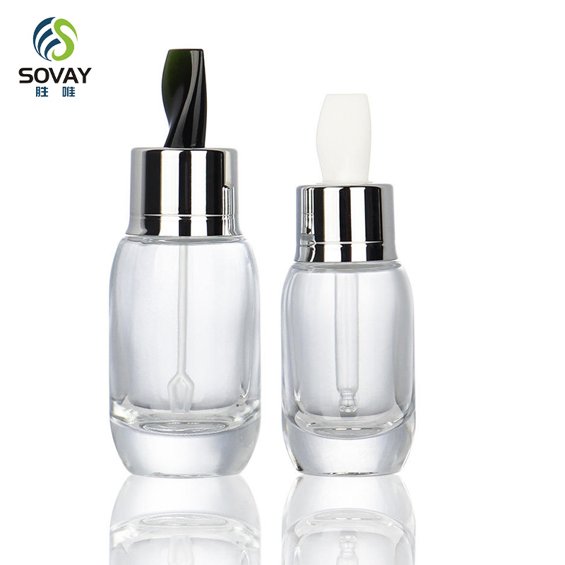 SE44 Famous Brand Premium Customizable 15ml 30ml 50ml Clear Green Glass Designs Bottles with Stirring Stick for Skin Care Serum Cream