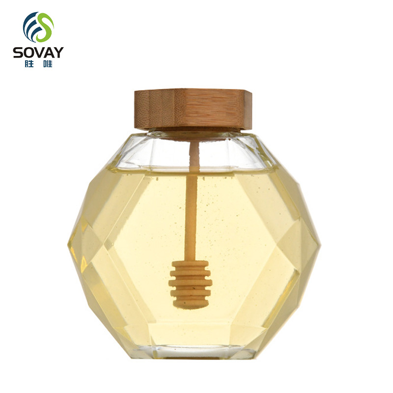 SG27N Customize 200ml 330ml Honey Glass Jar Candy Jar with Black Metal Lid