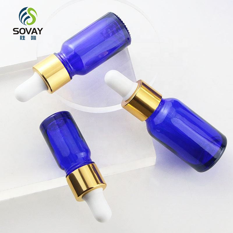 SE37 5ml 10ml 15ml 20ml 30ml 50ml 100ml Blue Glass Essential Oil Aluminum Dropper Bottles