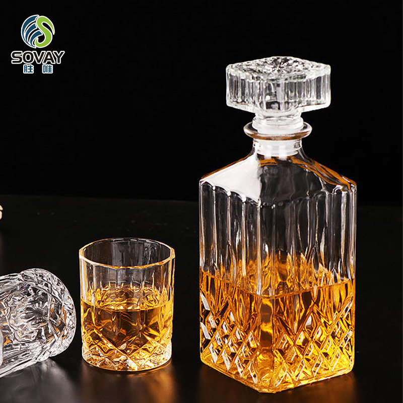 SW129N Hot Selling 700ml Screen Printed Whiskey Decanter Set with Rubber Stopper Best Price From China Factory for Tequila & Whisky
