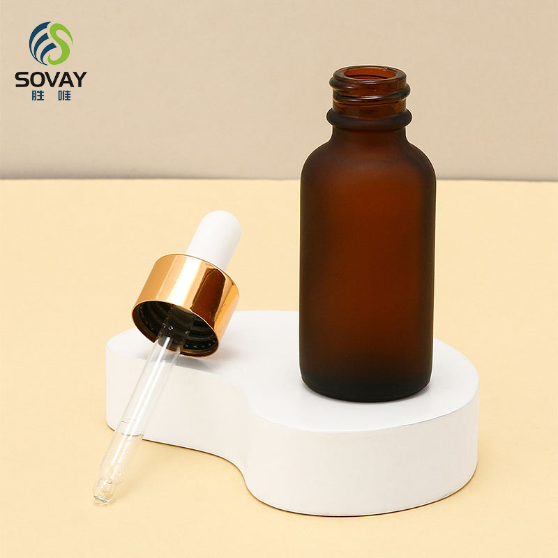 SE06 High Quality 5ml 10ml 15ml 20ml 30ml 50ml 100ml Frosted Amber Glass Dropper Bottle with Glod Lid for Essential Oil