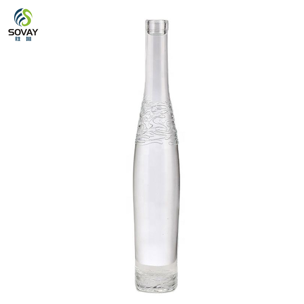 SW166 Evian 250ml Mini Glass Bottles Round Flat Shape with Cork Sealing for Tequila Cocktail Bitters Brandy