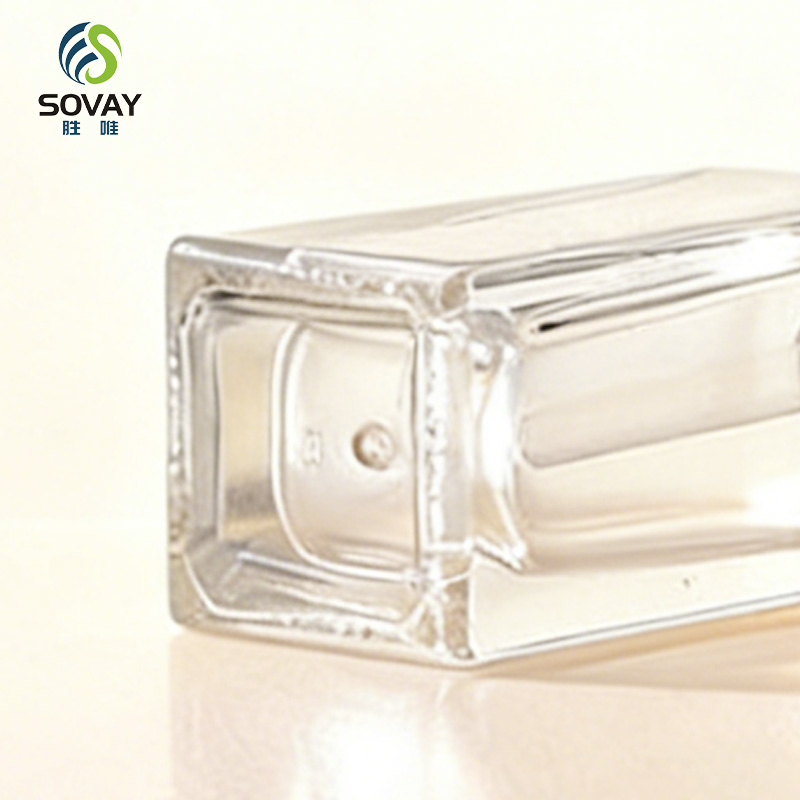 SE43-1 Luxury Guangzhou Factory Outlet Clear 5ml 10ml 15ml 20ml 30ml 50ml Transparent Flat Square Rectangle Emulsion Oil Dropper Glass Bottles