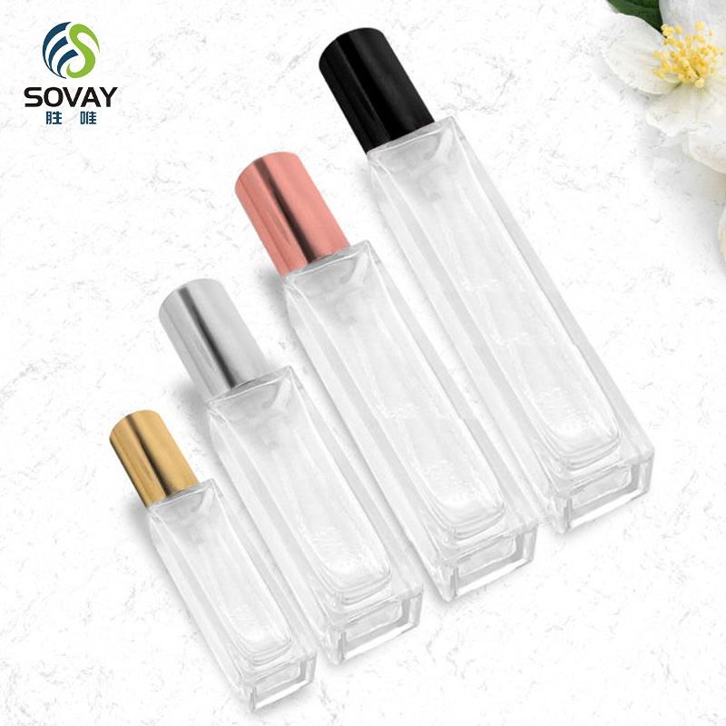 SP28 Clear Glass Cylinder Square Shaped Easy Carry Thick Bottom Travel Parfum Bottle Essential Oil Body Deodorant Bottle 3ml 5ml 6ml 8ml 15ml 20ml 30ml