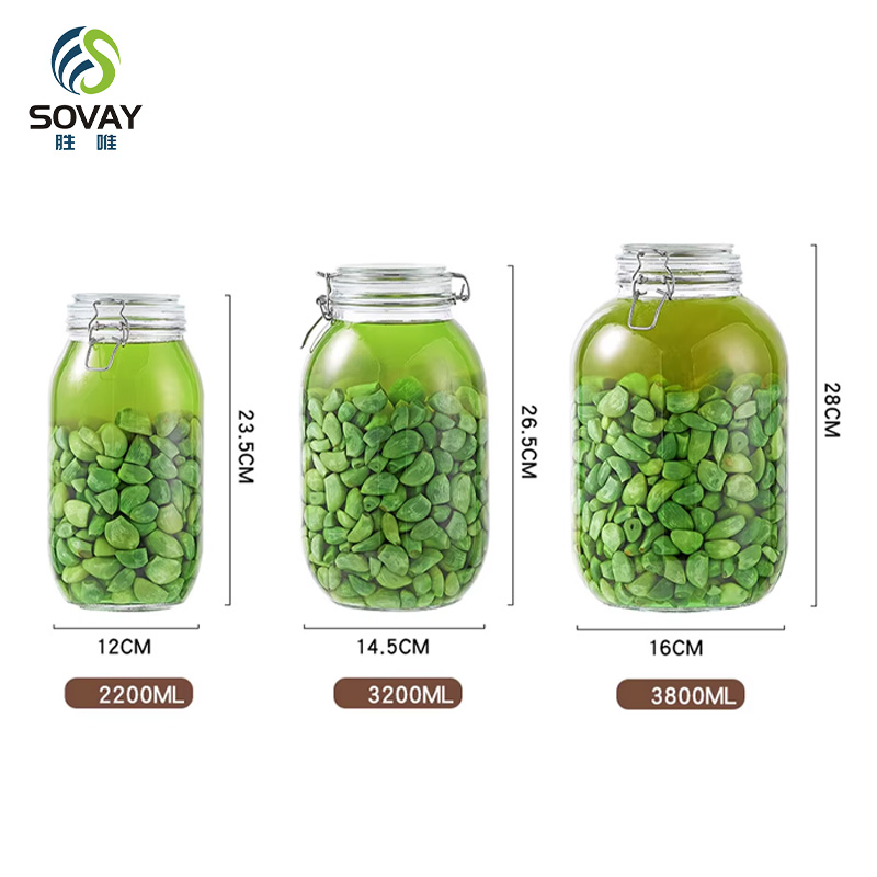 SG39N Wide-Mouth Food Airtight Sturdy Glass Canisters Dry Kitchen Storage Mason Glass Jars with Lid