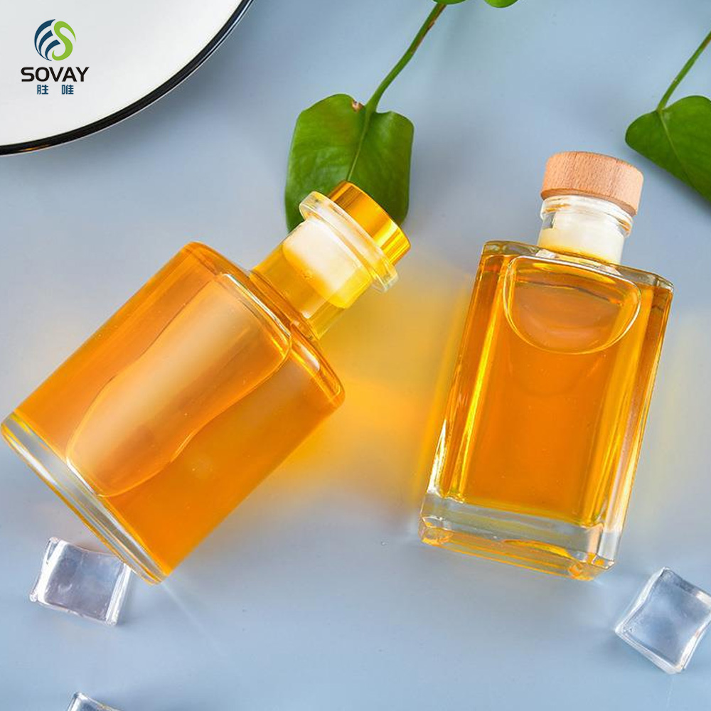 SW141N Free Sample 50ml 100ml 170ml 200ml 250ml Glass Wine Bottle for Juice Vodka Champagne Visky Whisky Liquor Bottle Mini Empty Bottle with Wood Cork