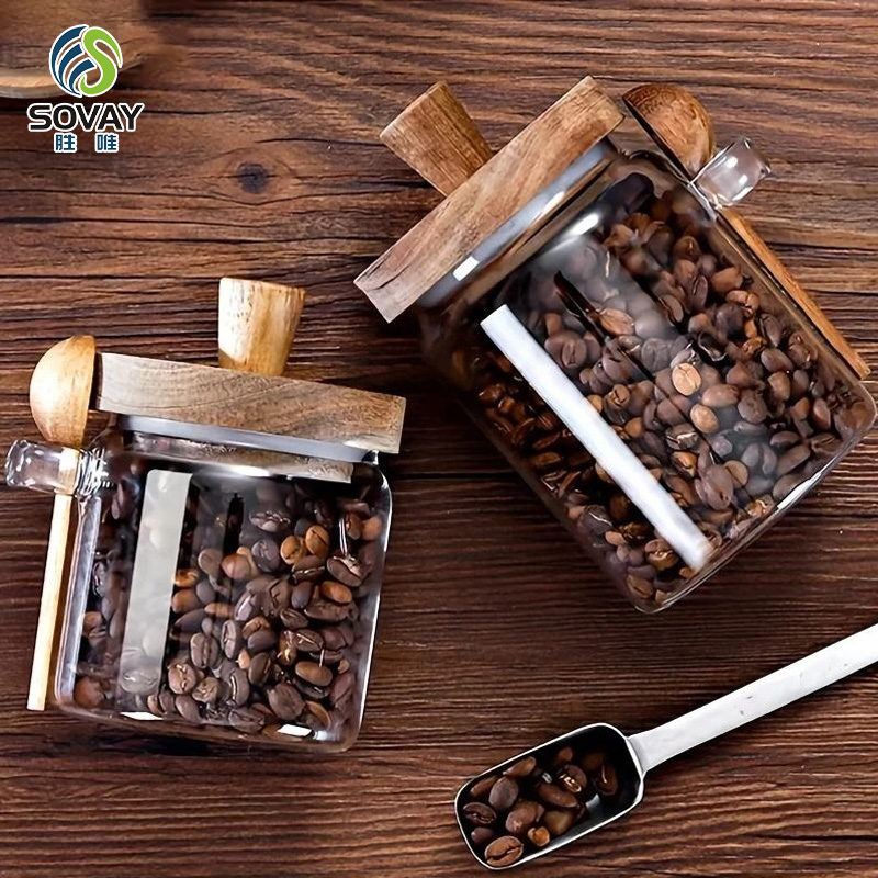 SG37N 400ml 600ml 900ml Modern Glass Sealed Storage Jar for Coffee Tea Kitchen Multigrain Snacks Condiments Cover Parties Customizable