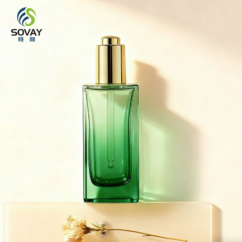 SE43-1 Luxury Guangzhou Factory Outlet Clear 5ml 10ml 15ml 20ml 30ml 50ml Transparent Flat Square Rectangle Emulsion Oil Dropper Glass Bottles