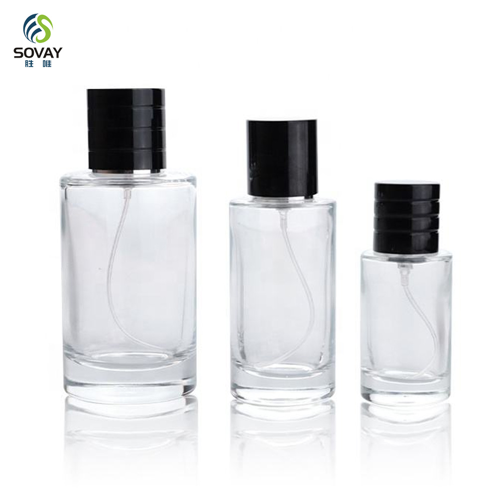 SP23 Luxury Custom 25ml 50ml 100ml Clear Frosted Cylinder Empty Spray Glass Perfume Bottle with Packaging Box
