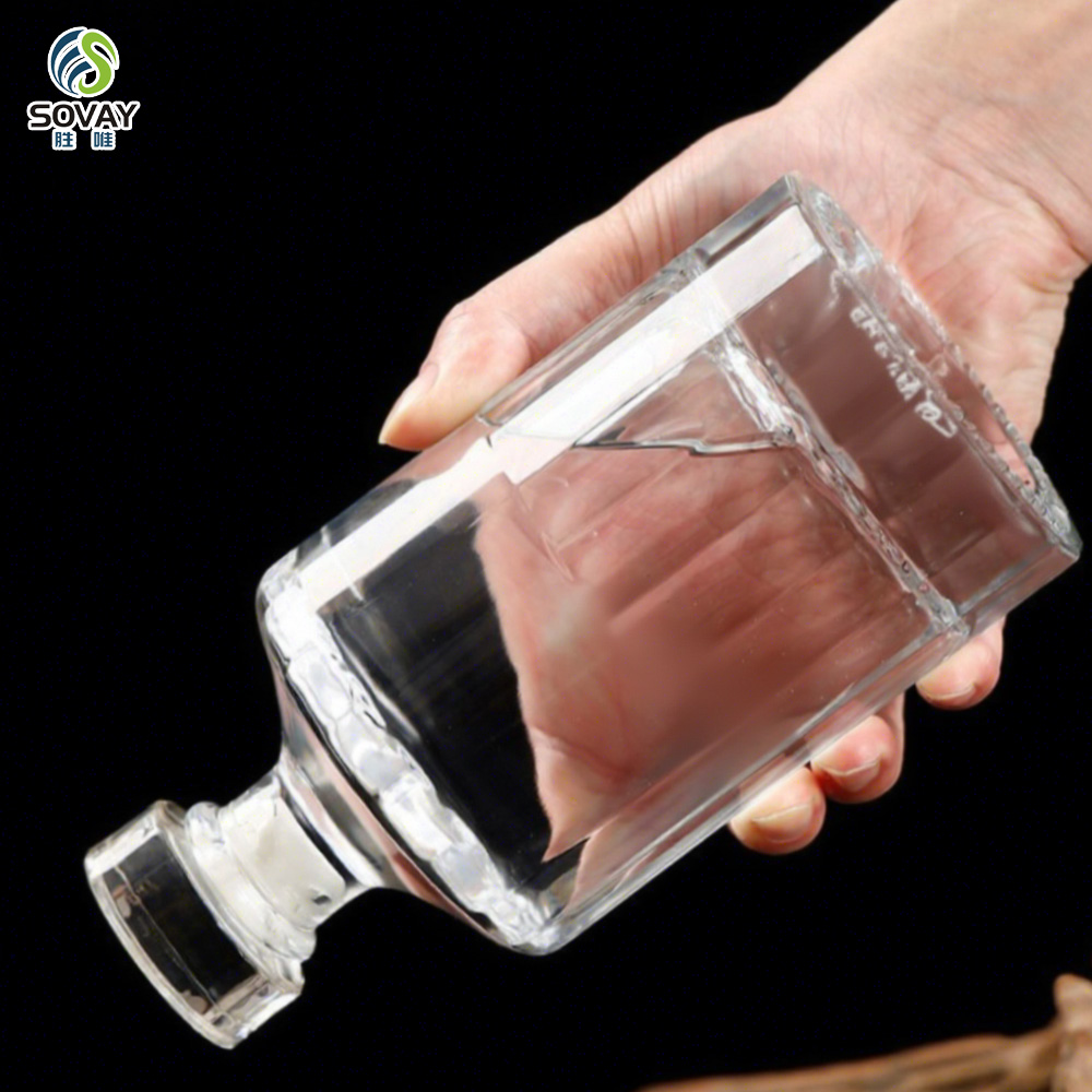 SW164 Cork Sealing Type Fancy Liquor Bottle 100ml 250ml 500ml 1000ml Reusable Glass Bottle for Vodka