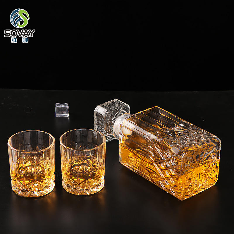SW129N Hot Selling 700ml Screen Printed Whiskey Decanter Set with Rubber Stopper Best Price From China Factory for Tequila & Whisky