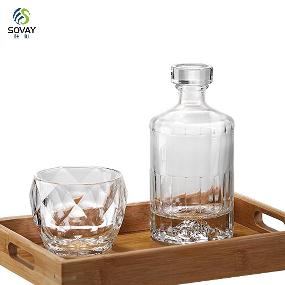 SW164 Cork Sealing Type Fancy Liquor Bottle 100ml 250ml 500ml 1000ml Reusable Glass Bottle for Vodka