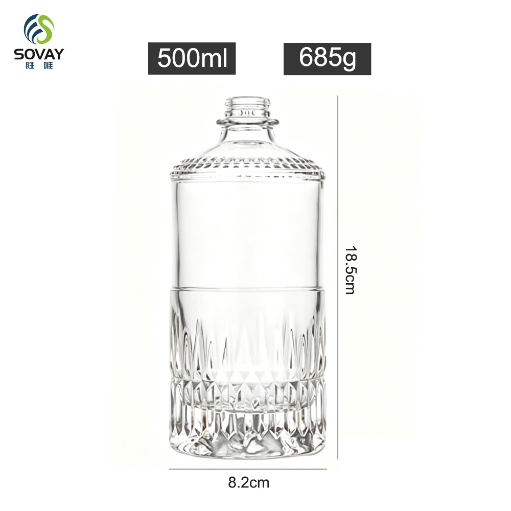 SW170 Cork Sealing Type Fancy Liquor Bottle 500ml Glass Bottle for Vodka