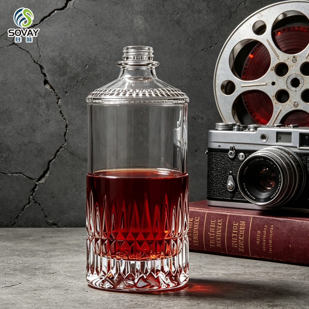 SW170 Cork Sealing Type Fancy Liquor Bottle 500ml Glass Bottle for Vodka