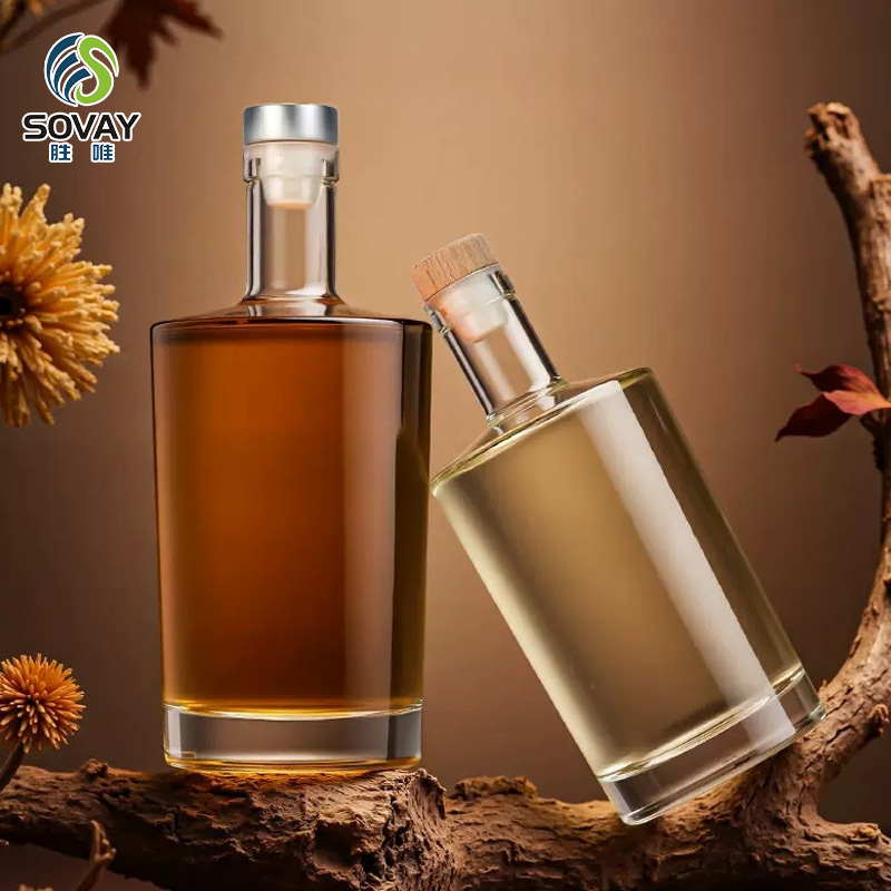SW132N in Stock Custom Shape 100ml 200ml 375ml 500ml 750ml Glass Wholesale Rum Whiskey Liquor Gin Wine Spirit Vodka Bottle Container
