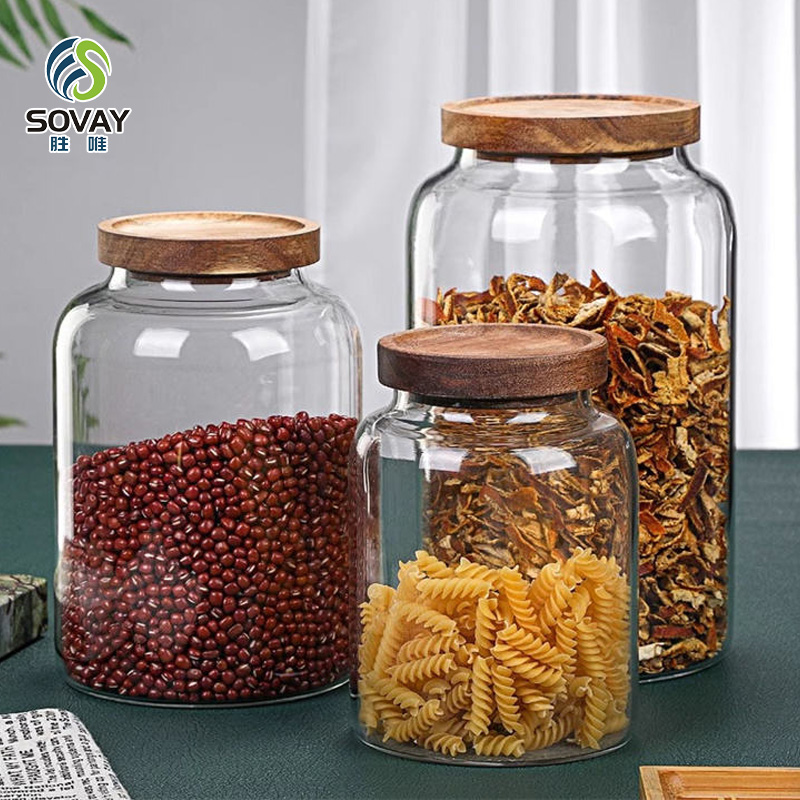 SG41N Modern Glass Spice Jar with Lid Home Kitchen Food Storage Container for Party Use