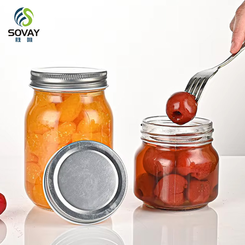 SG61N Wholesale 150ml 250ml 380ml 500ml 750ml 1000ml Food Safe Empty Glass Mason Jar Wide Mouth Jar with Lids