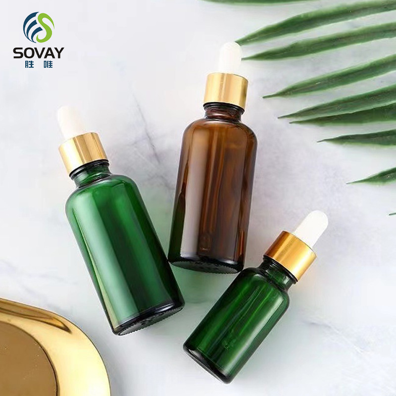 SE49 Wholesale 5ml 10ml 15ml 20ml 30ml 50ml 100ml Green Serum Essential Oil Glass Dropper Bottles