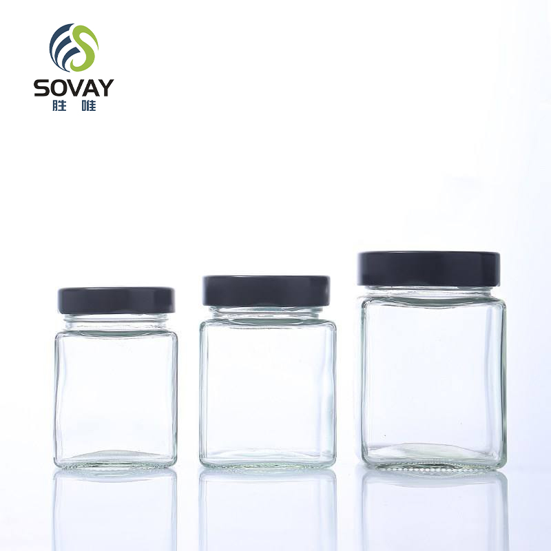 SG01 Hot Selling Classic Multi-Capacity Glass Jar Square Glass Jars for Spice Jam Food with Metal Lid