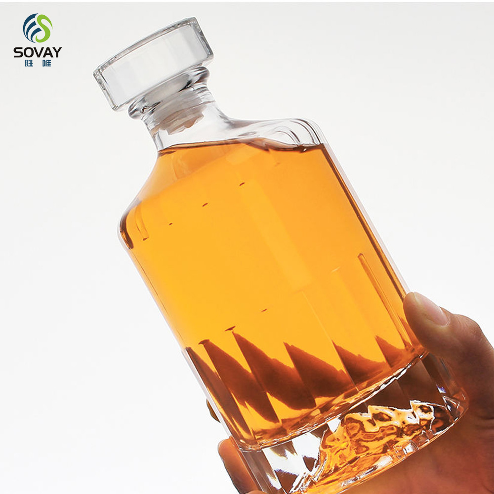 SW164 Cork Sealing Type Fancy Liquor Bottle 100ml 250ml 500ml 1000ml Reusable Glass Bottle for Vodka