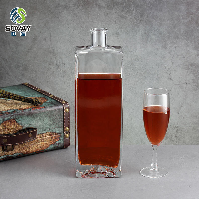 SW134 High-Quality Beautifully Designed Sealed Clear Brandy Tequila Glass Bottle for Spirits